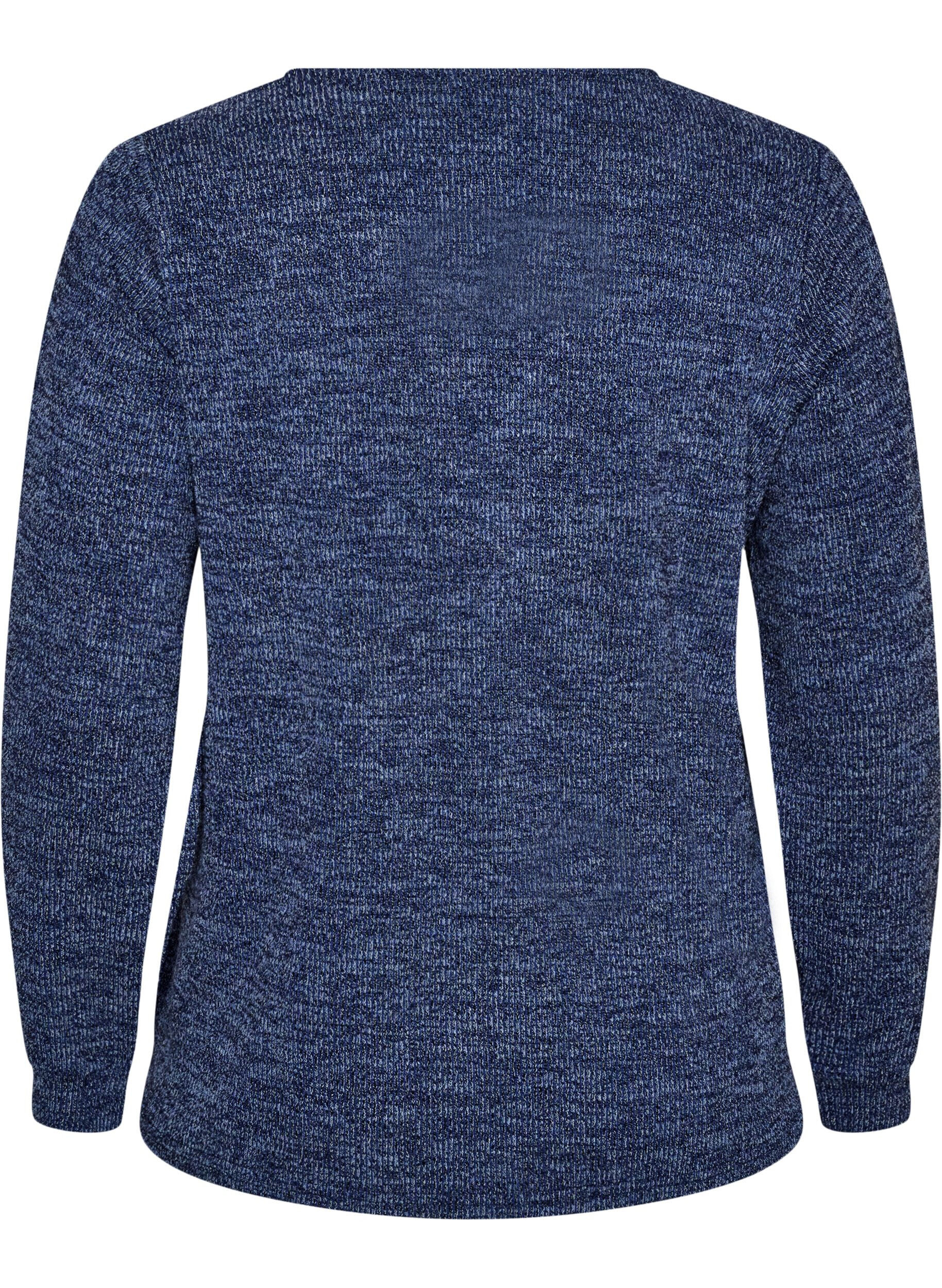 ZizziBluse aus Jersey mit V-Ausschnitt und langen &Auml;rmeln, Blau, Packshot image number 1