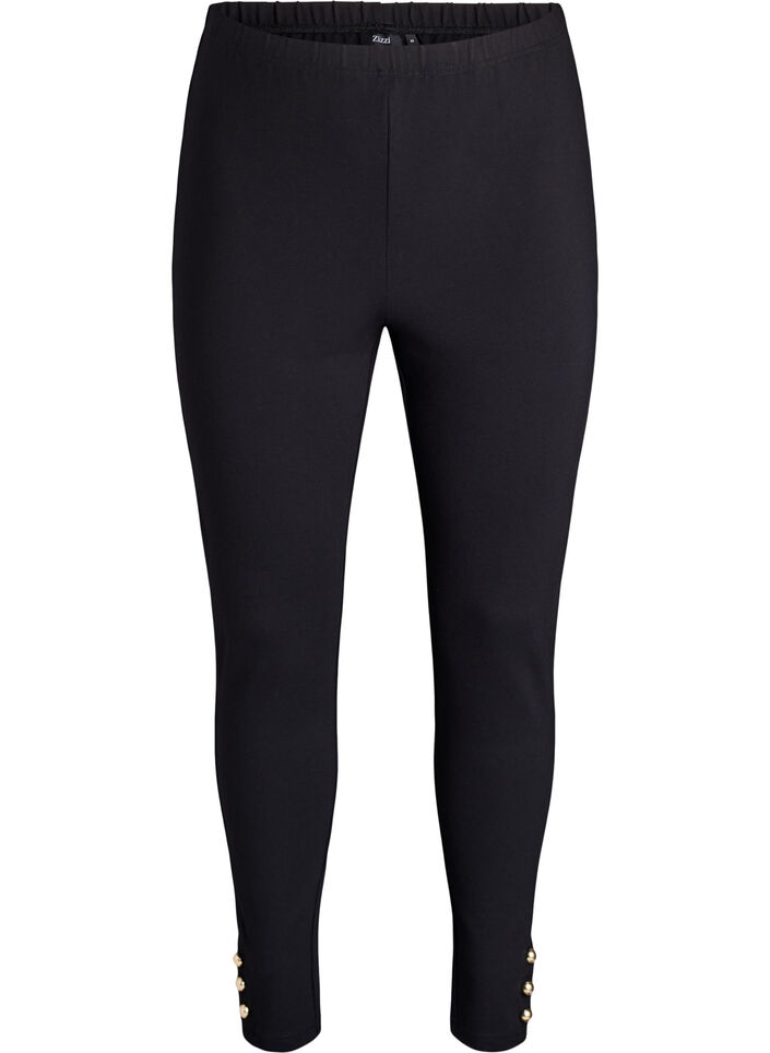 Leggings mit Knöpfen am Beinabschluss, Schwarz, Packshot image number 0