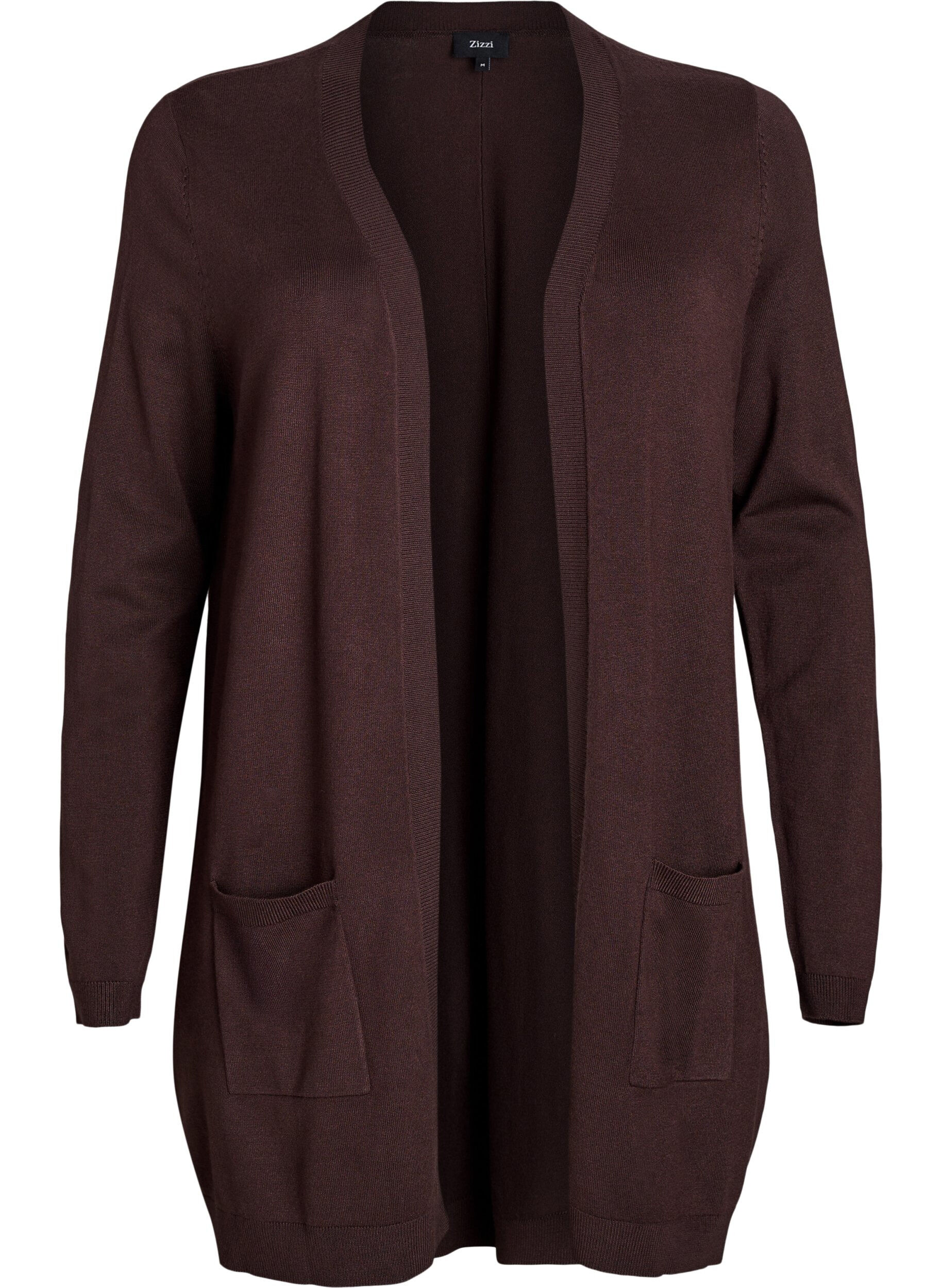 ZizziLange Strickjacke aus Viskose-Mischung, Braun, Packshot image number 0
