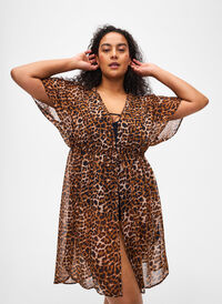Strand-Kimono mit Druck, Leopard, Model