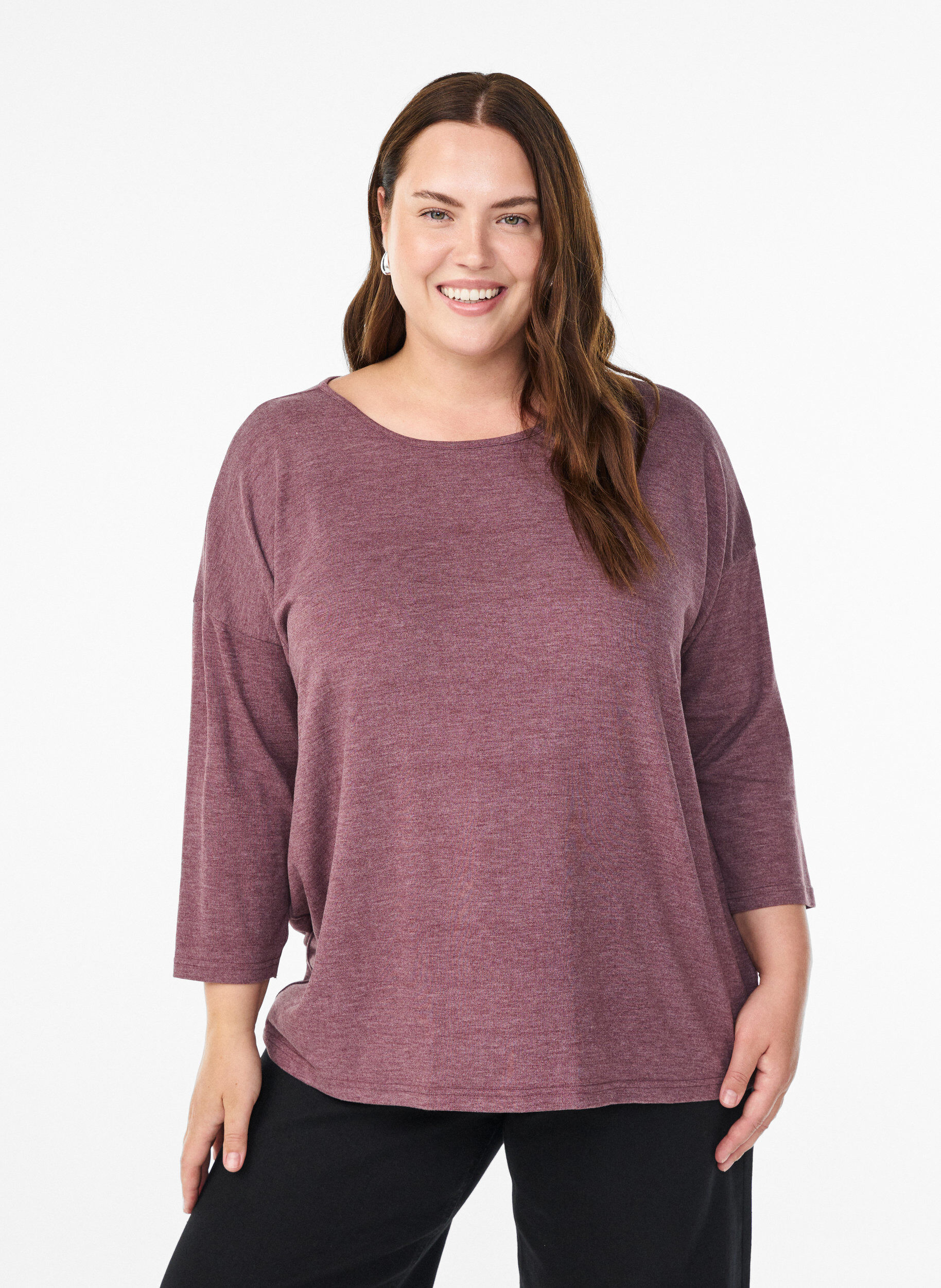 ZizziBluse aus Jersey mit 3/4-&Auml;rmeln, Rot, Model image number 0