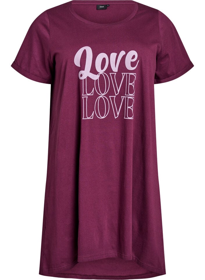 Kurz&auml;rmeliges Nachthemd aus Bio-Baumwolle, Dunkles Bordeaux, Packshot image number 0