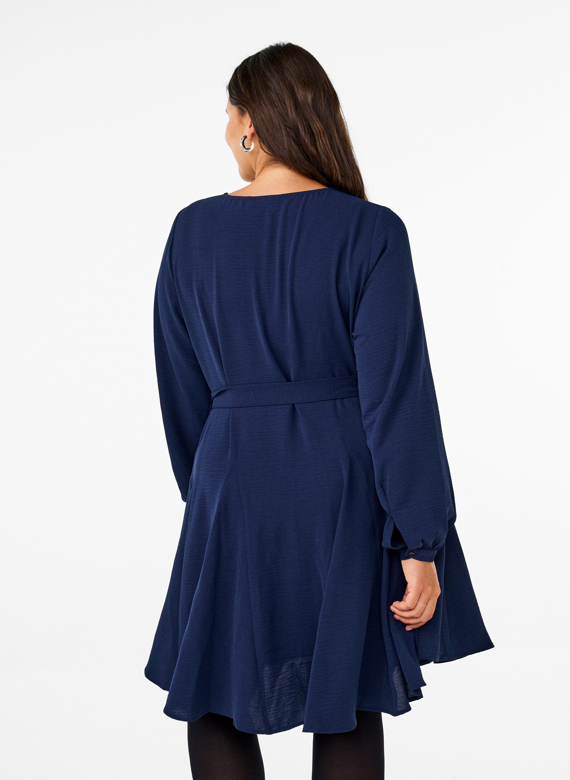 ZizziLang&auml;rmliges Kleid mit Bindeg&uuml;rtel, Navy Blazer, Model image number 1