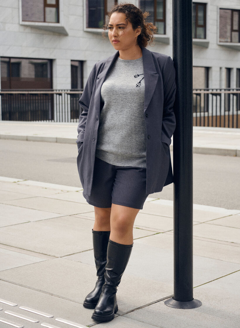 Klassischer Blazer mit Taschen, Grau, Image