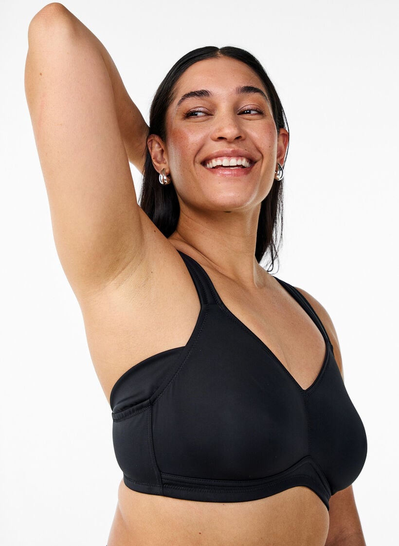 Bequemer BH mit gepolsterten Tr&auml;gern, Schwarz, Model image number 4