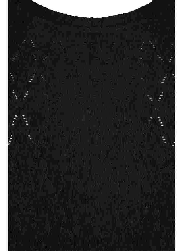 Bluse mit 3/4 Ärmeln und Strukturmuster, Black, Packshot image number 2