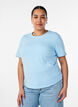 T-Shirt aus Baumwolle mit gewellten Kontrastkanten, Blau, Model image number 0