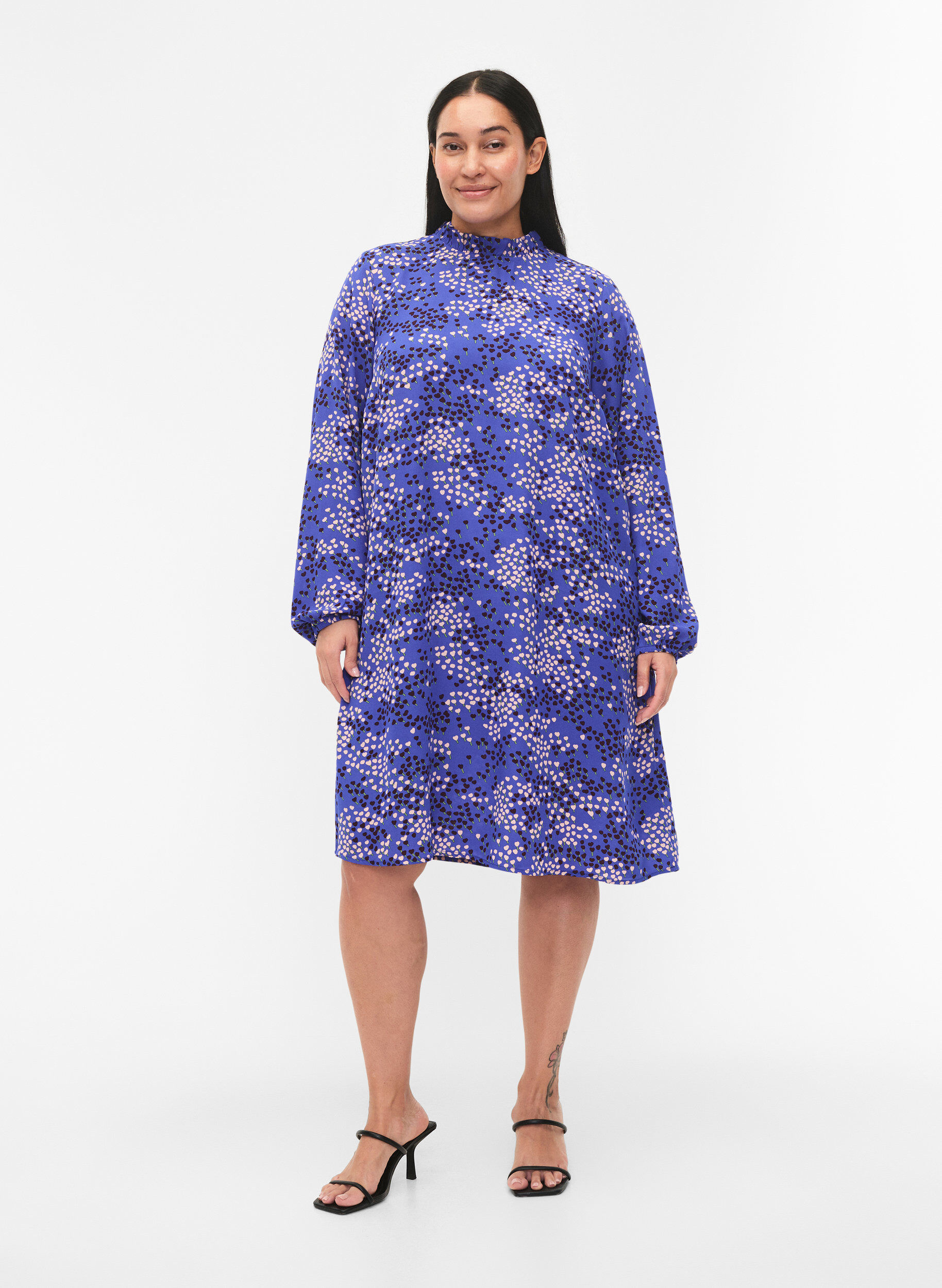 ZizziFLASH &ndash; Lang&auml;rmeliges Kleid mit Aufdruck, Dazzling Blue AOP, Model image number 2