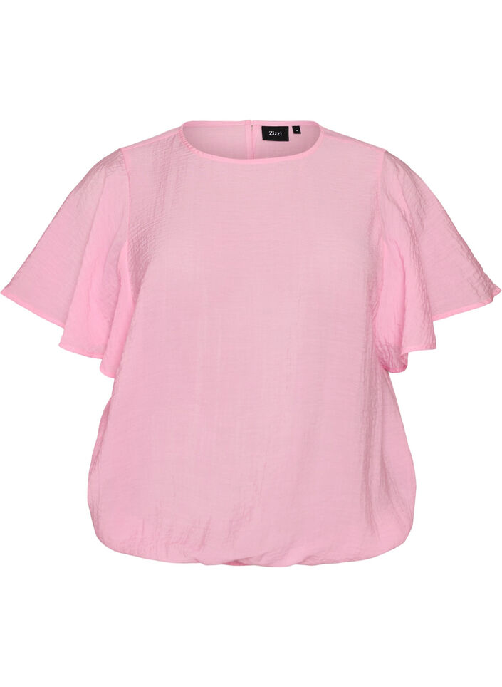 Bluse mit Ballonform und Fl&uuml;gel&auml;rmeln, Pink, Packshot image number 0