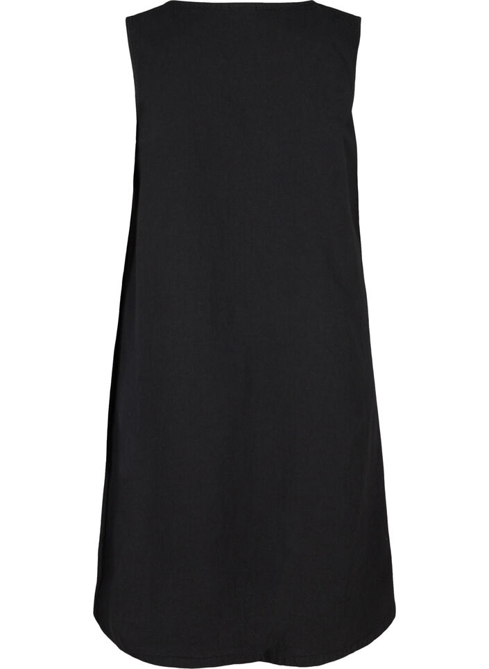 Ärmelloses Baumwollkleid mit A-Linie, Black, Packshot image number 1