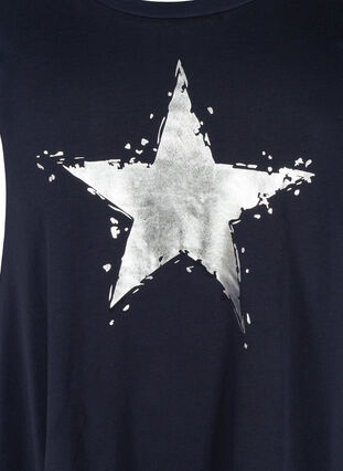 Kurzarm T-Shirt aus Baumwolle mit A-Linie, Night Sky STAR, Packshot image number 2