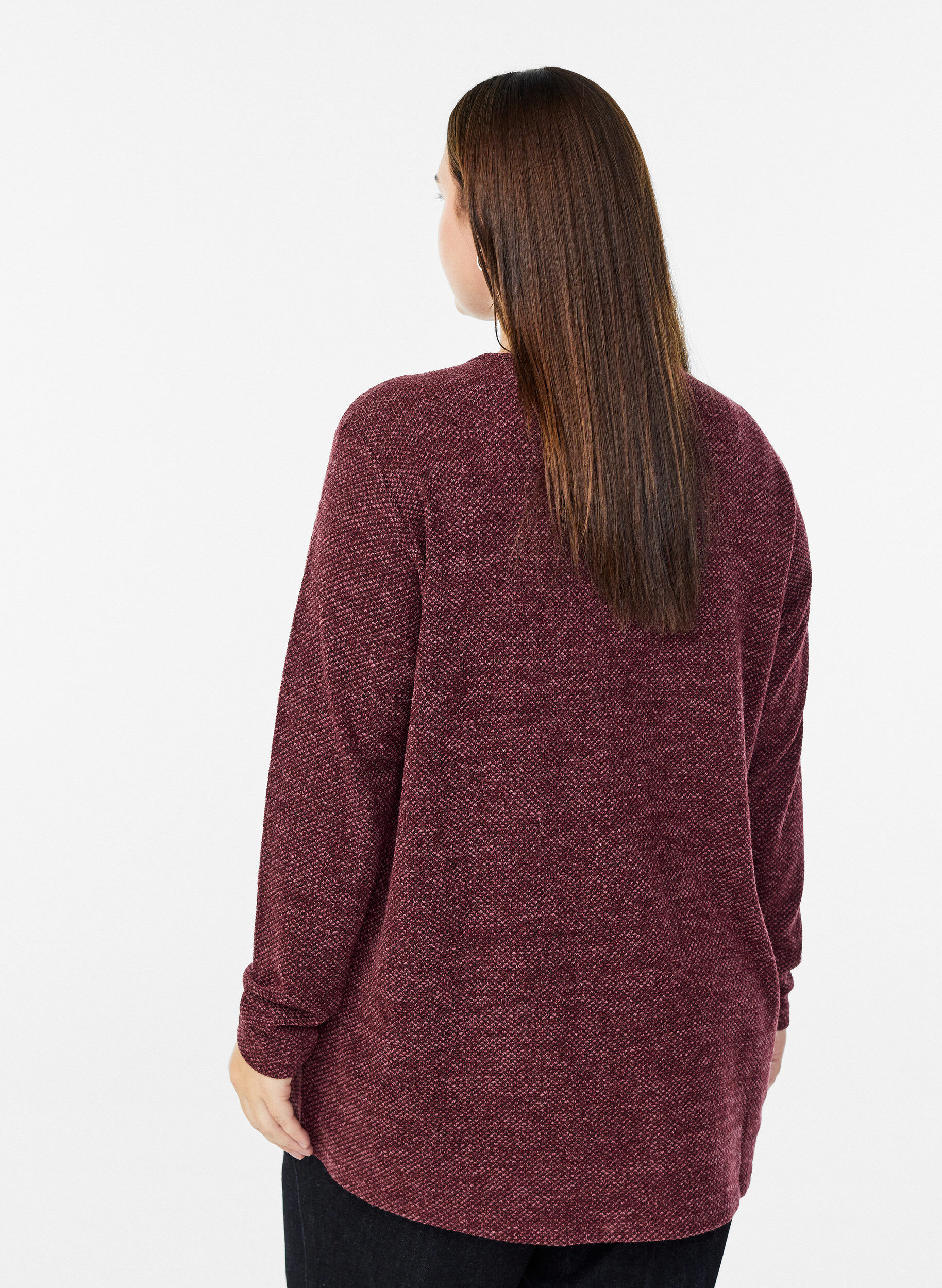 ZizziLang&auml;rmelige Bluse mit Struktur, Dunkles Bordeaux, Model image number 2