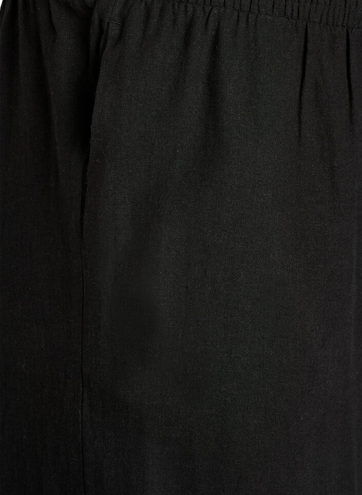 Hose aus Leinen und Viskose mit weitem Bein, Schwarz, Packshot image number 2