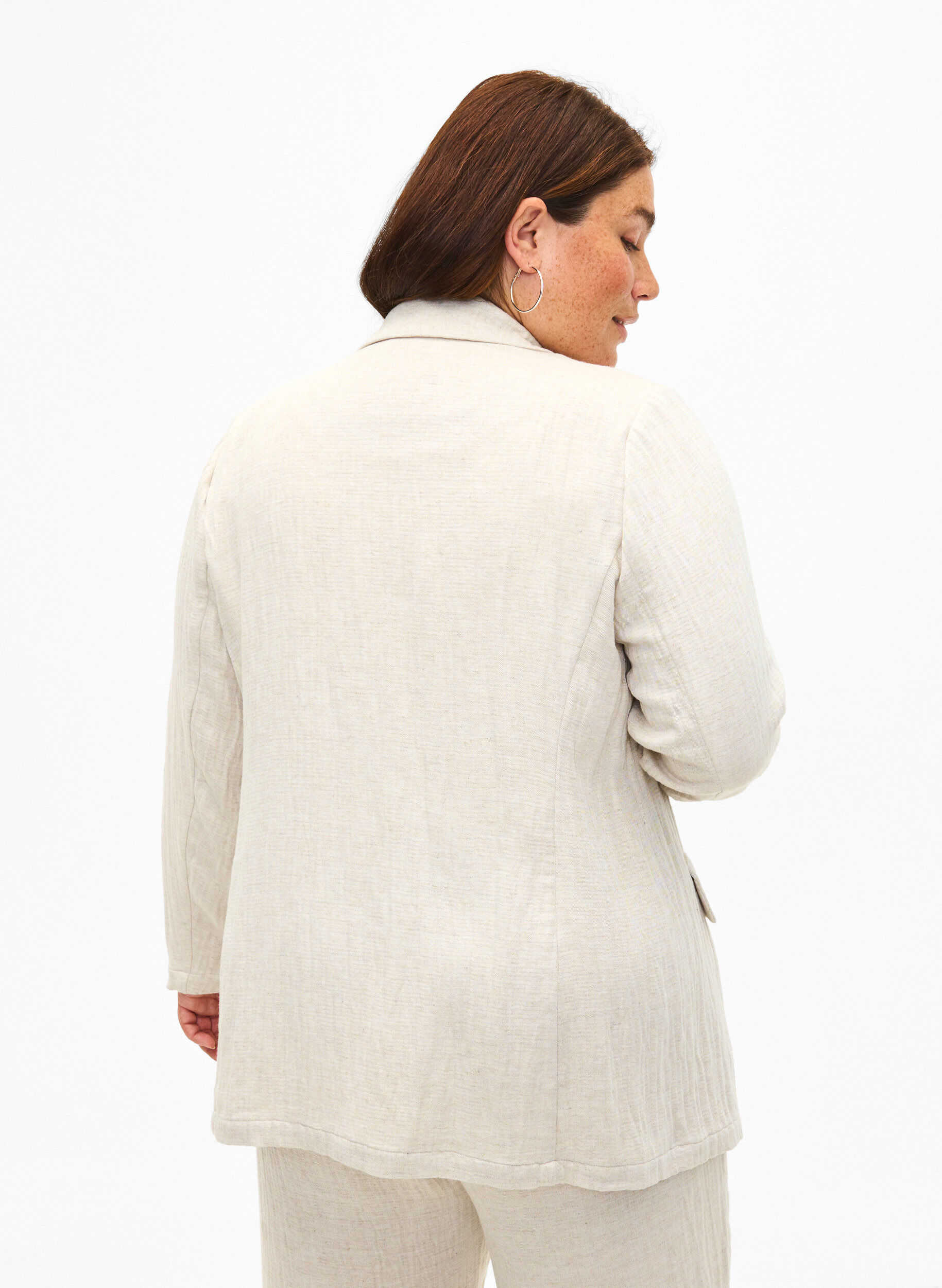 ZizziBlazer aus Materialmix mit Leinen, Rainy Day, Model image number 1