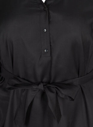 Hemdkleid aus Viskose mit Bindeband, Black, Packshot image number 2