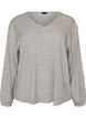 Bluse aus Jersey mit Rippstruktur und V-Ausschnitt, Grau, Packshot image number 0