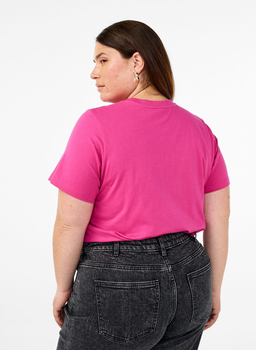 Basic-T-Shirt aus Baumwolle mit Rundhalsausschnitt, Rot, Model image number 2