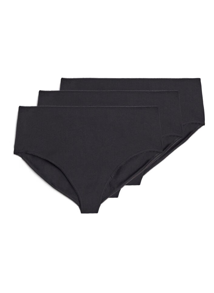 3er-Pack Baumwollslips mit regul&auml;rer Taillenh&ouml;he, Schwarz, Packshot image number 0
