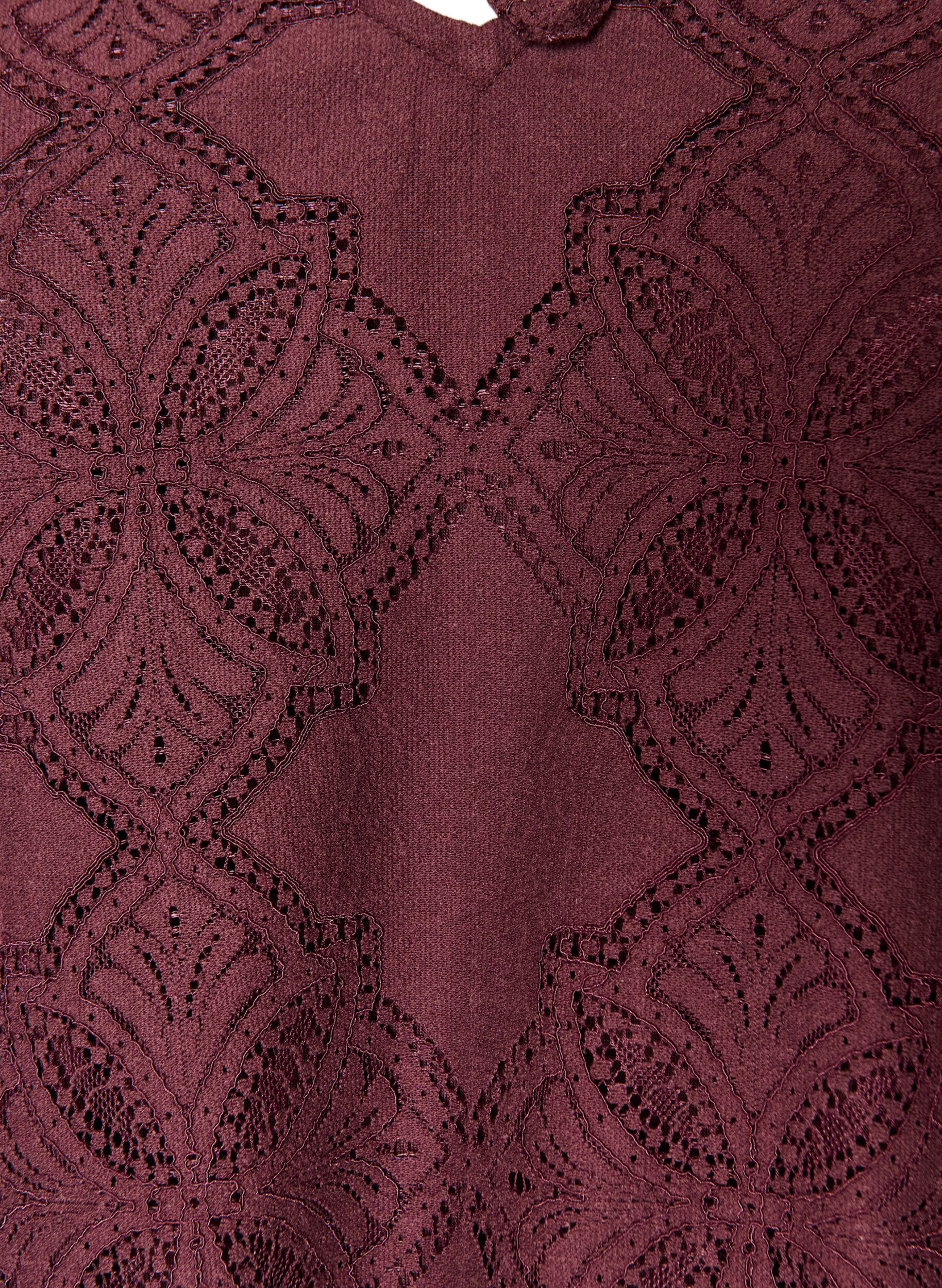 ZizziLangarmbluse mit Spitzenmuster, Dunkles Bordeaux, Packshot image number 2