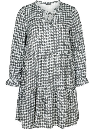 Kleid mit Falten und Binde-Detail, Black Comb, Packshot image number 0