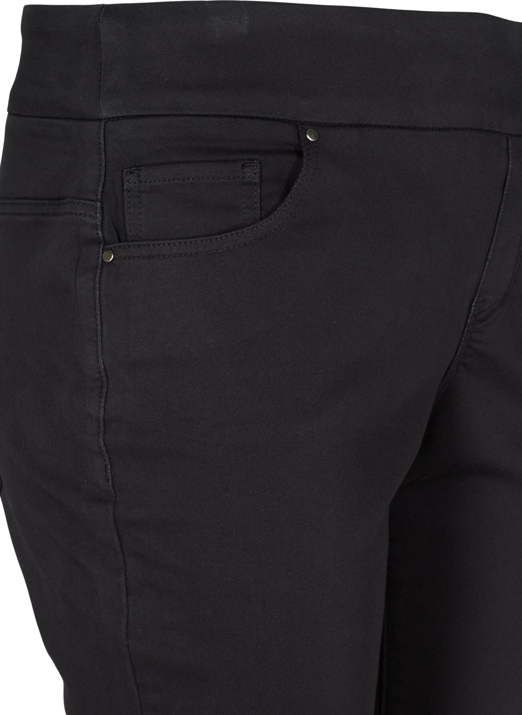 ZizziEng anliegende Caprihose aus einer Baumwollmischung, Black, Packshot image number 2