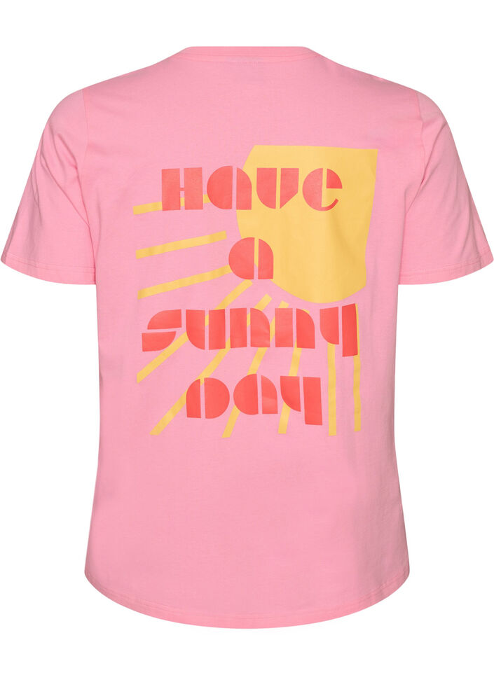 T-Shirt aus Bio-Baumwolle mit Textmotiv, Pink, Packshot image number 1