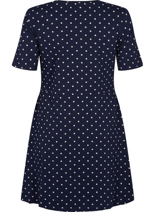 Gepunktetes Kleid aus Baumwolle mit kurzen Ärmeln, Night Sky Dot, Packshot image number 1