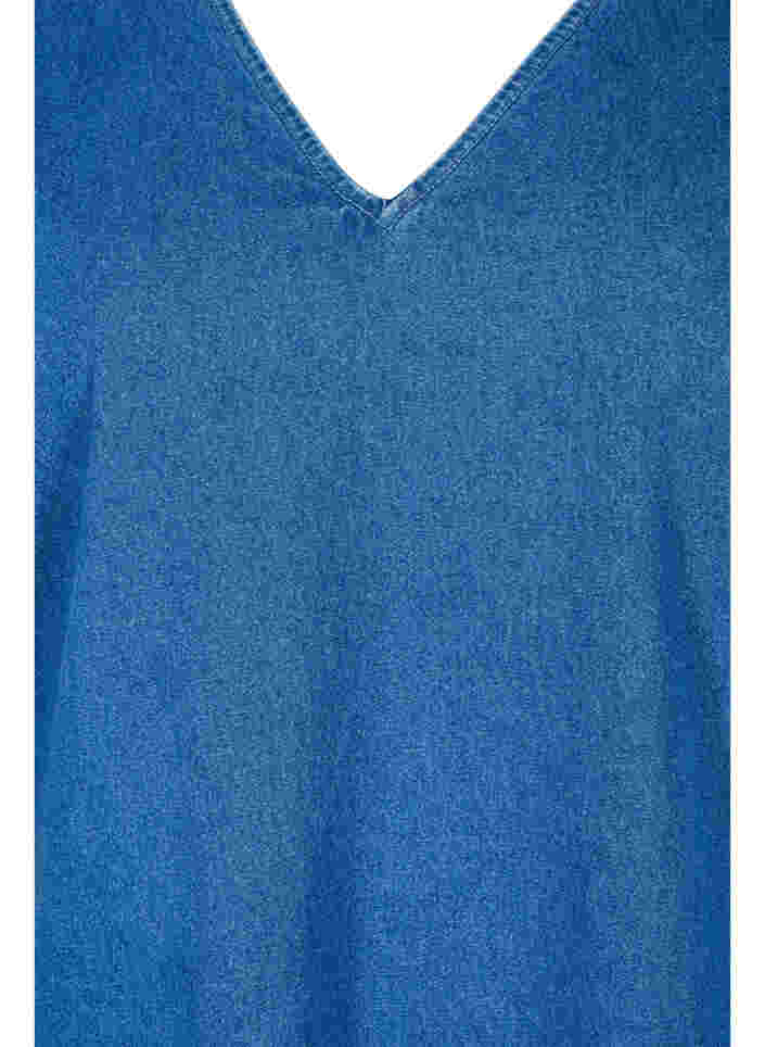 Tunika aus Denim mit V-Ausschnitt, Medium Blue Denim, Packshot image number 2