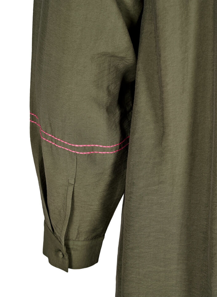 Kurzes Kleid mit kontrastierender Stickerei, Grün, Packshot image number 3