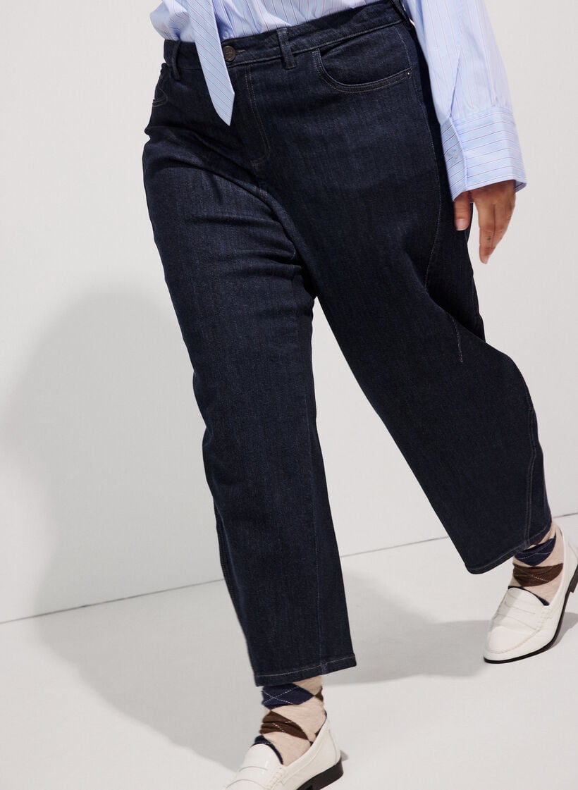 Barrel-Jeans mit hoher Taille, Blau, Model image number 3