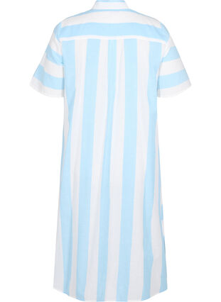 Kurzärmeliges Hemdkleid aus Baumwolle mit Streifen, Blue Bell Stripe, Packshot image number 1