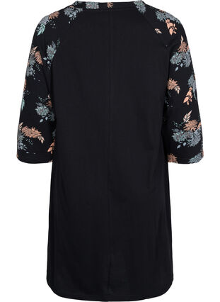 Nachthemd aus Baumwolle mit Printdetails, Black Flower AOP, Packshot image number 1