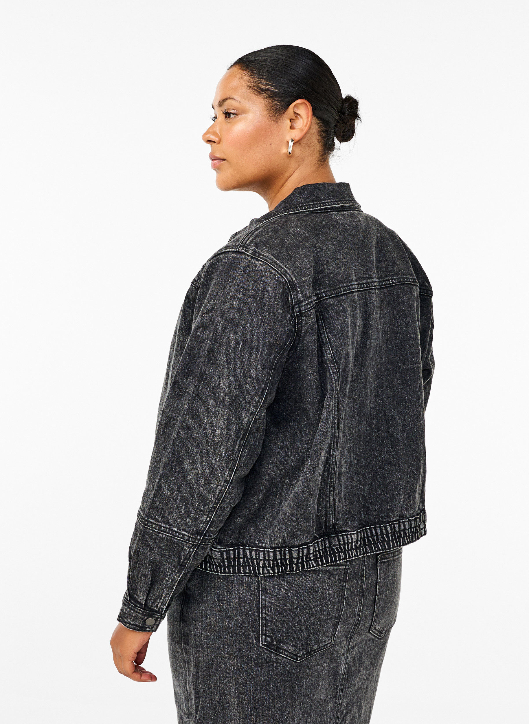 ZizziDenim-Jacke mit verdecktem Rei&szlig;verschluss, Dark Grey Denim, Model image number 1