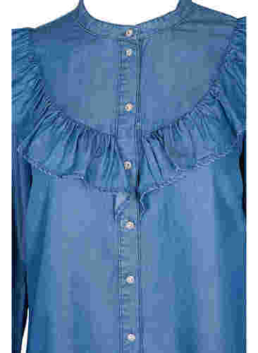 Langarm Hemd mit Rüschen aus Lyocell (TENCEL™), Blue denim, Packshot image number 2