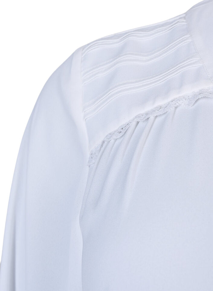 Bluse mit langen &Auml;rmeln und Knopfverschluss, Bright White, Packshot image number 3