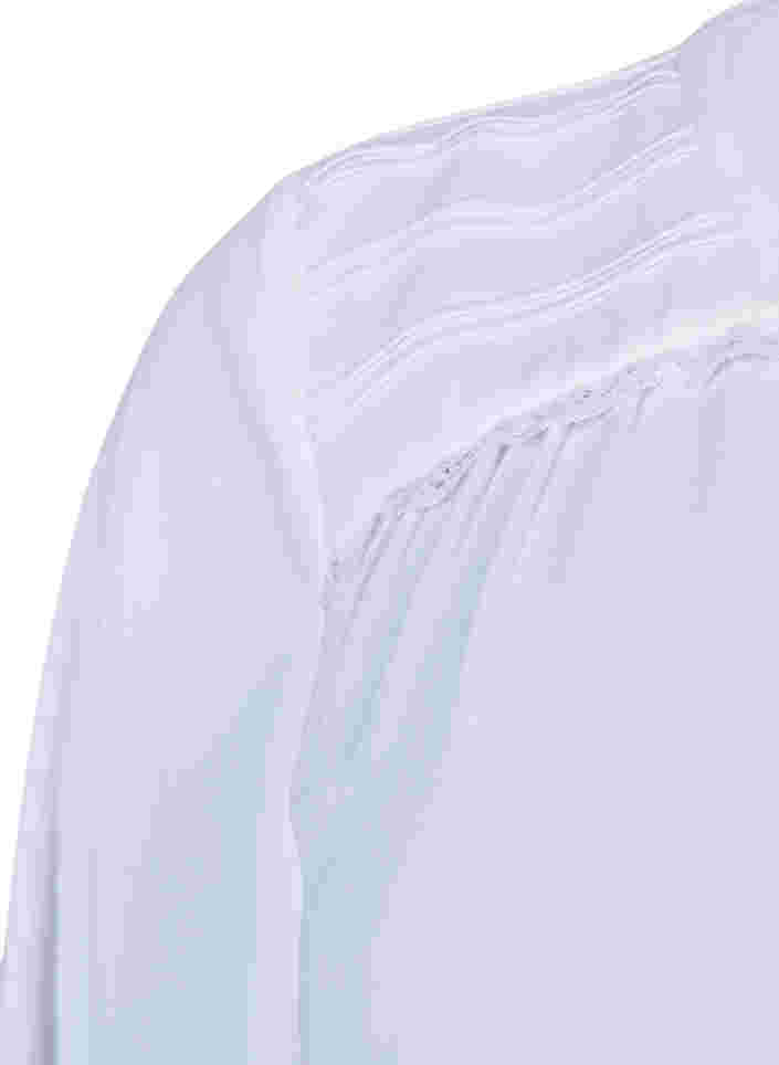 Bluse mit langen Ärmeln und Knopfverschluss, Bright White, Packshot image number 3