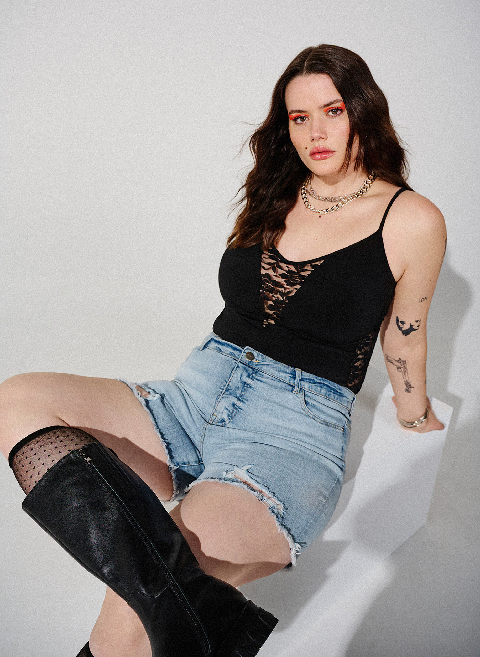 ZizziDenim-Shorts mit Distressed-Effekt, Light Blue Denim, Image image number 0