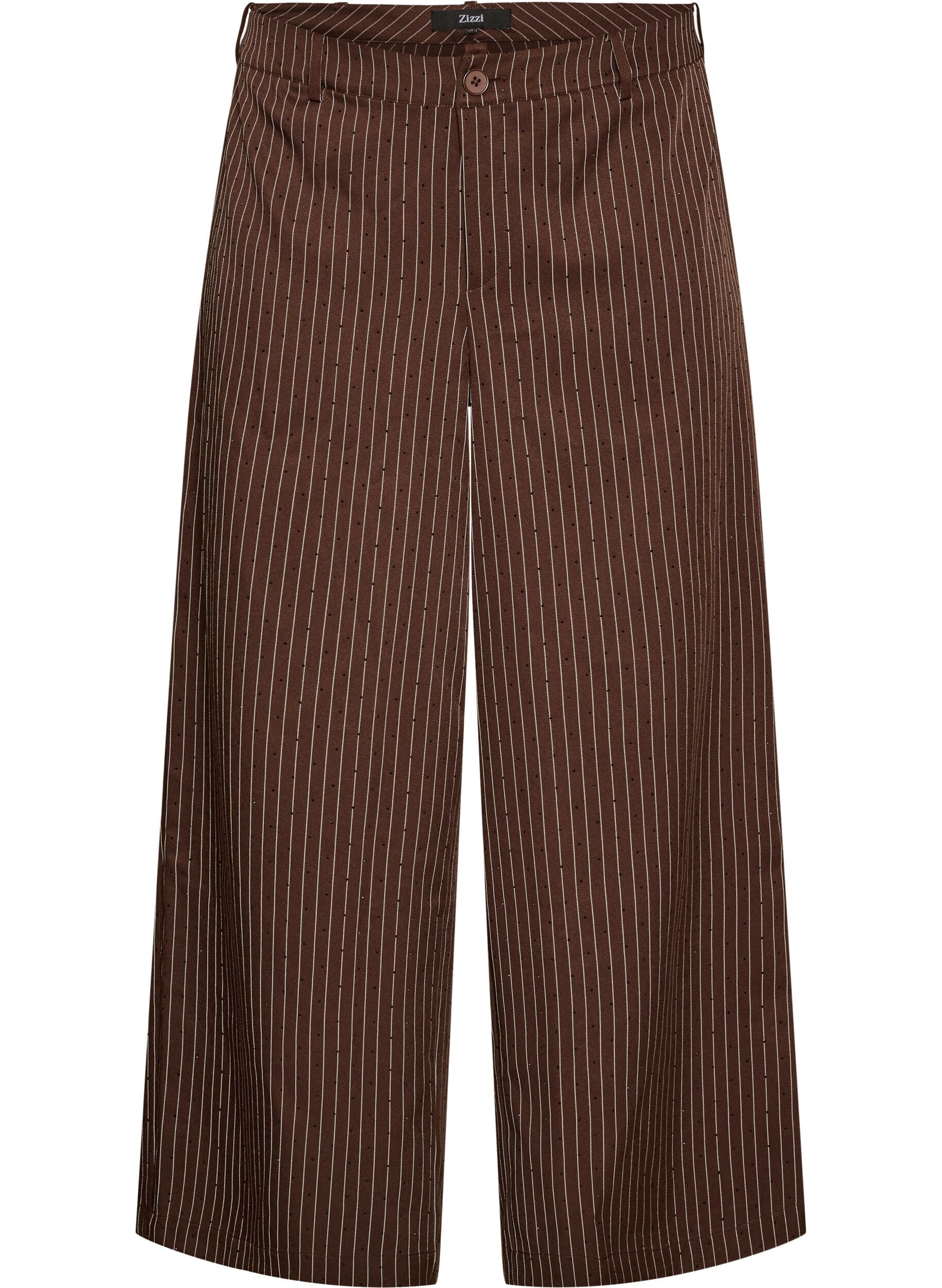 Nadelstreifenhose mit Strasssteinen und weitem Bein