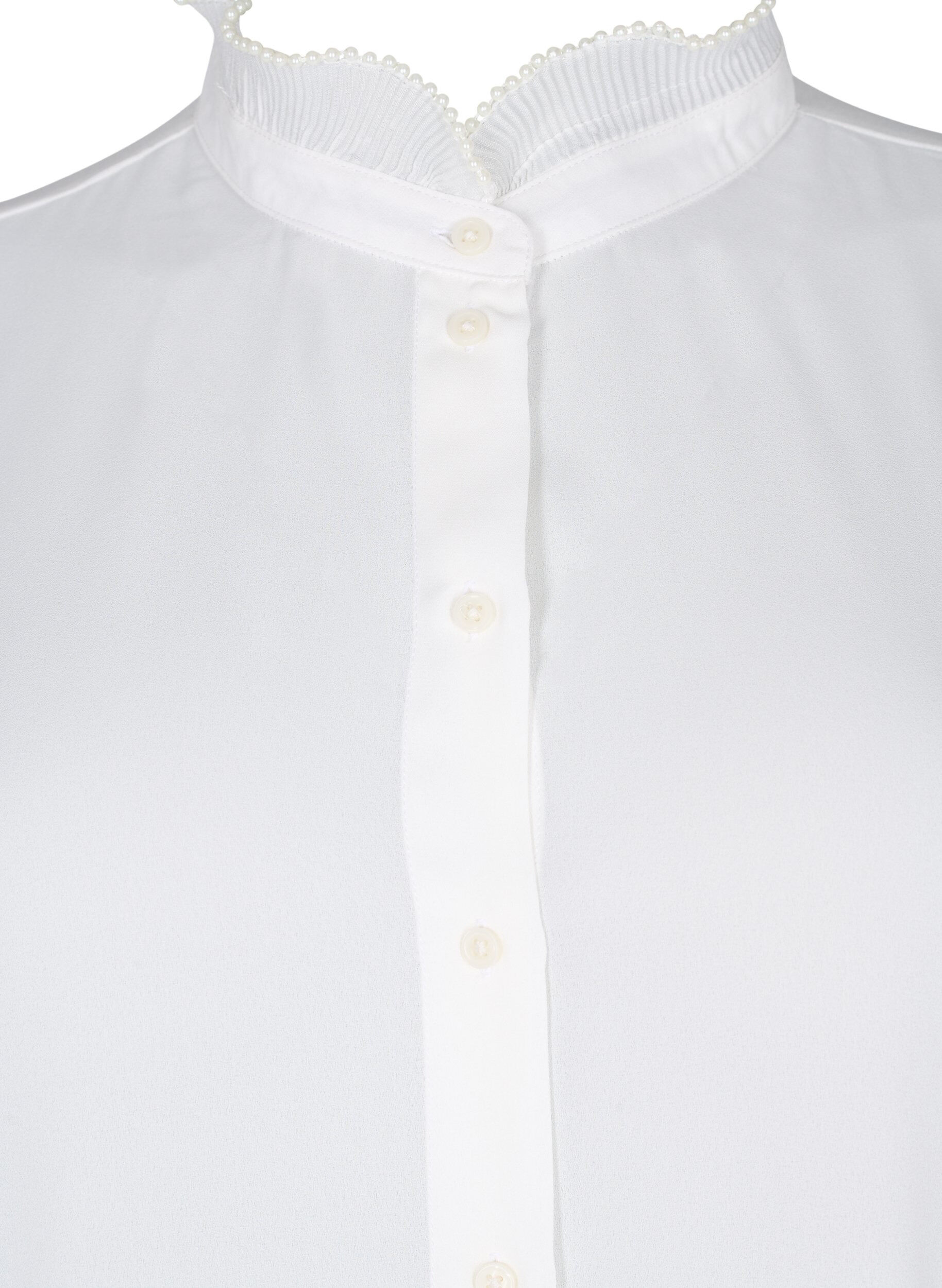 Zizzi Hemdbluse mit R&uuml;schendetail, Bright White, Packshot image number 2