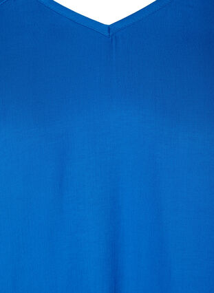 Bluse mit A-Linie, V-Ausschnitt und 3/4-Ärmeln, Princess Blue, Packshot image number 2