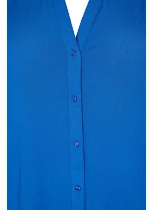 Kurzärmeliges Viskose-Shirt mit V-Ausschnitt, Classic Blue, Packshot image number 2
