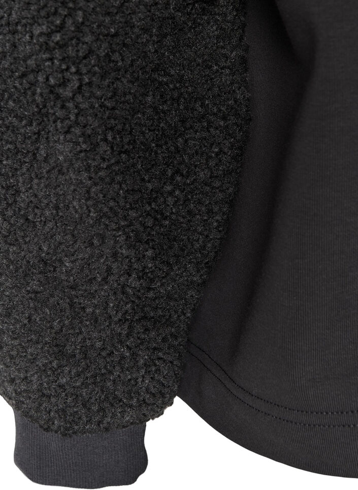 Sweatshirt mit Teddy-&Auml;rmeln und hohem Kragen, Grau, Packshot image number 3