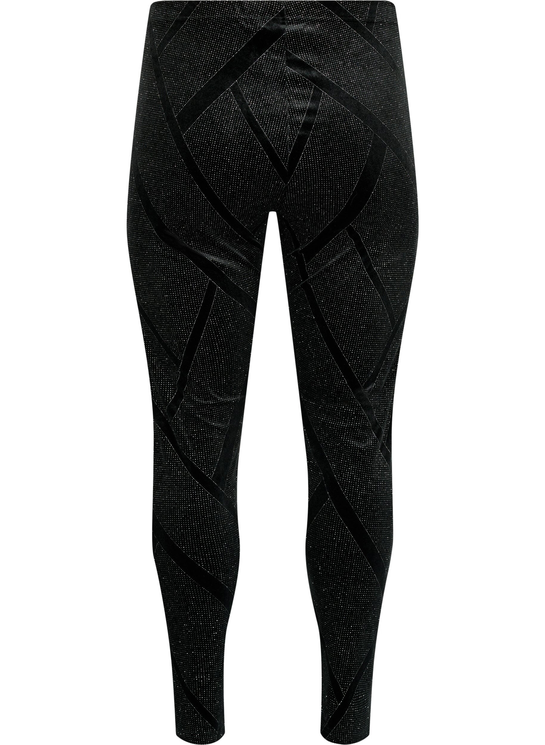 ZizziVelours-Leggings mit Glitzer und Muster, Schwarz, Packshot image number 1