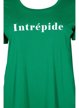 Kurzärmeliges Baumwoll-T-Shirt mit Textdruck, Jolly Green, Packshot image number 2