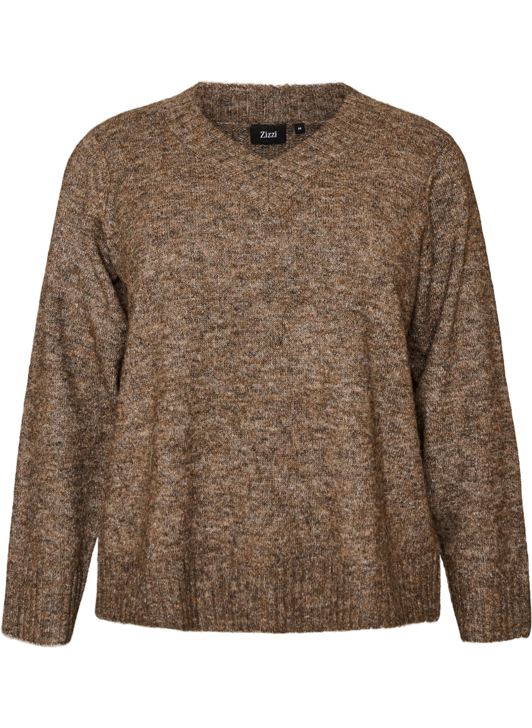ZizziPullover mit V-Ausschnitt, Braun, Packshot image number 0