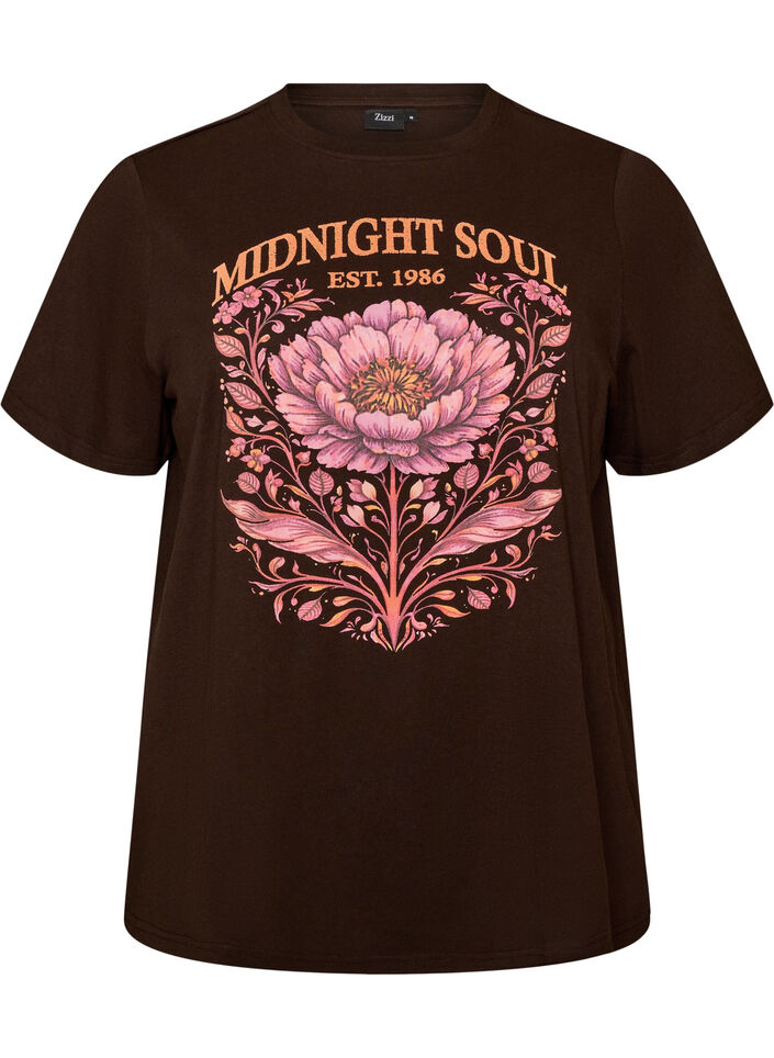 T-Shirt aus Bio-Baumwolle mit Frontprint, Braun, Packshot image number 0