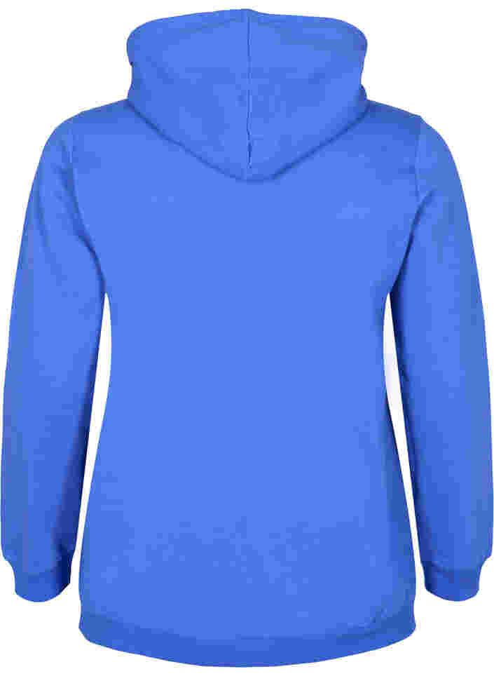 Sweatshirt mit Kapuze und Textprint, Dazzling Blue, Packshot image number 1