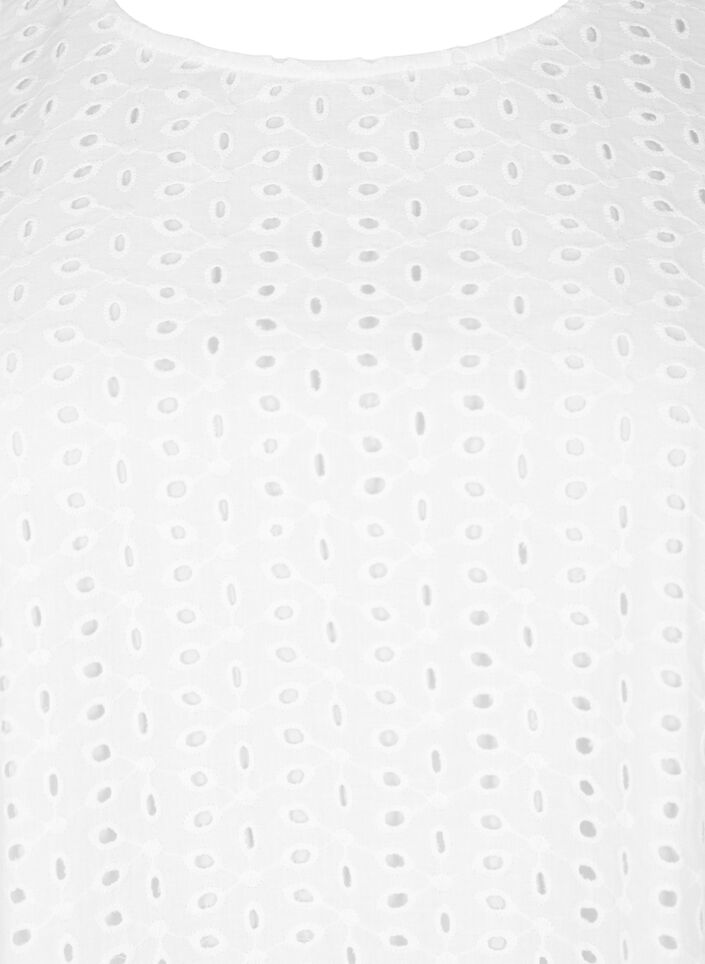 Bluse mit Puffärmeln und Spitzenmuster, Weiß, Packshot image number 2