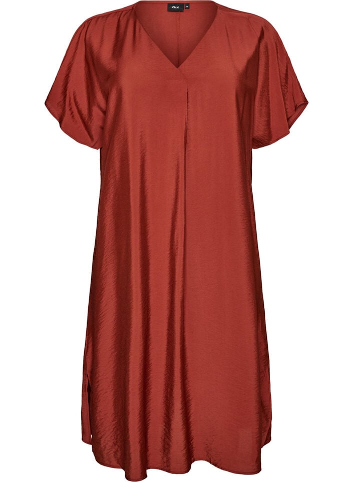 Kleid aus Viskose mit V-Ausschnitt, Rot, Packshot image number 0