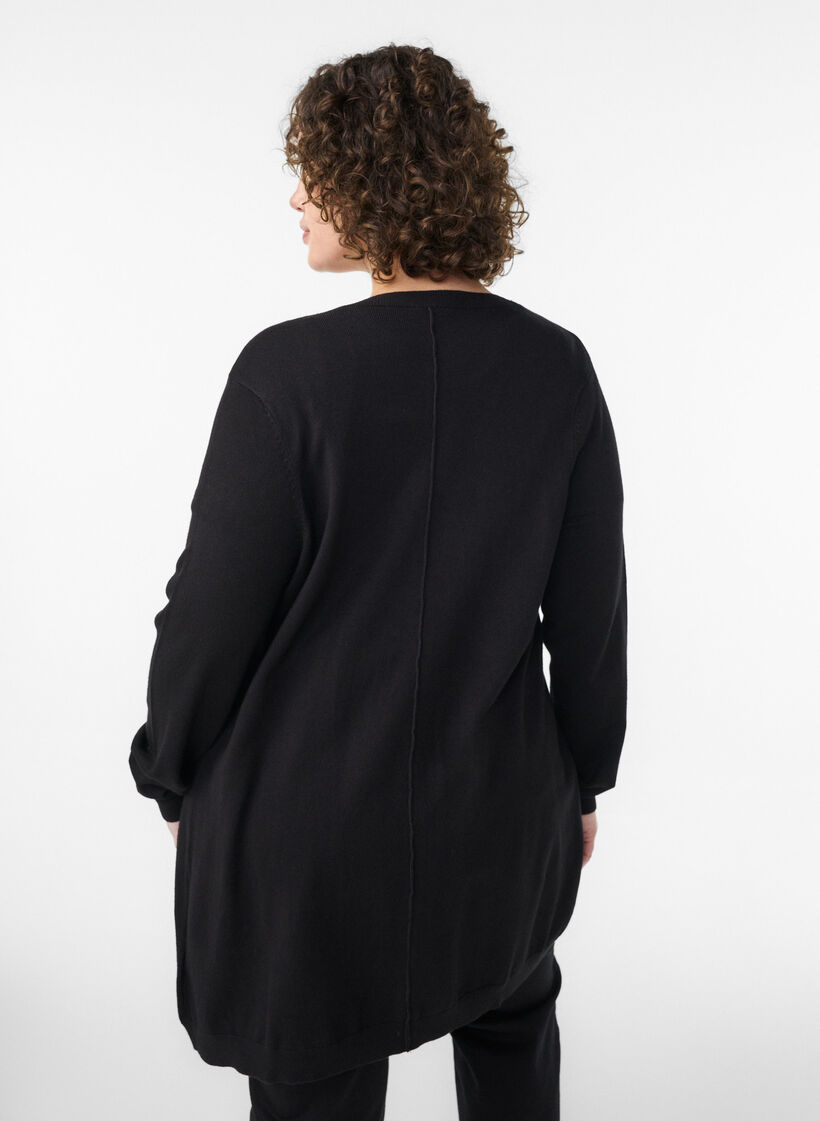 Lange Strickjacke aus Viskose-Mischung, Schwarz, Model image number 2